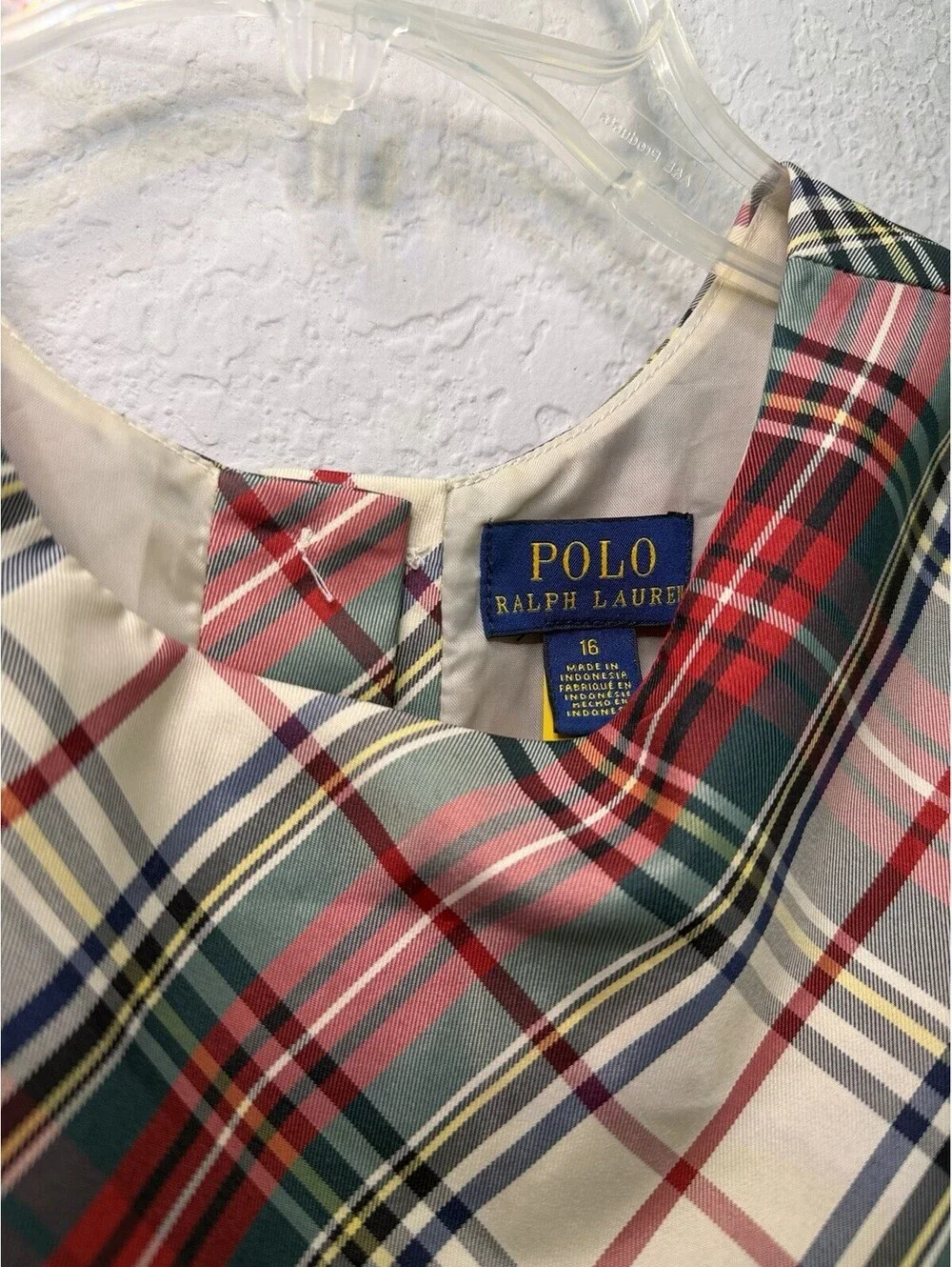 Polo Ralph Lauren Girls Plaid Fit & Flare Dress Cap Sleeve Size 16